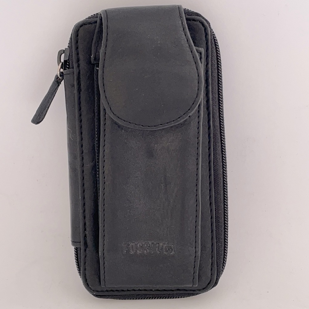 Fossil Black Leather Eyeglass/Cardholder Pouch